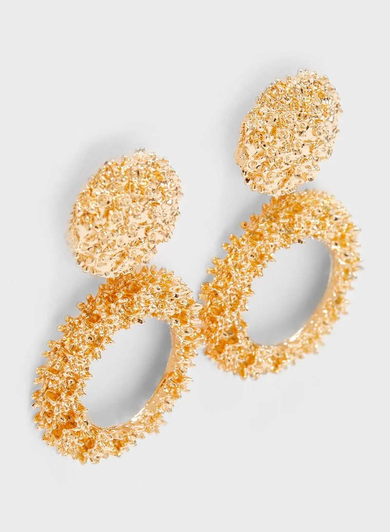 Ginger Open Round Textured Drop Earing