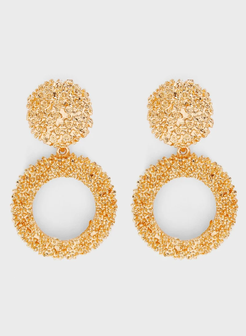 Ginger Open Round Textured Drop Earing