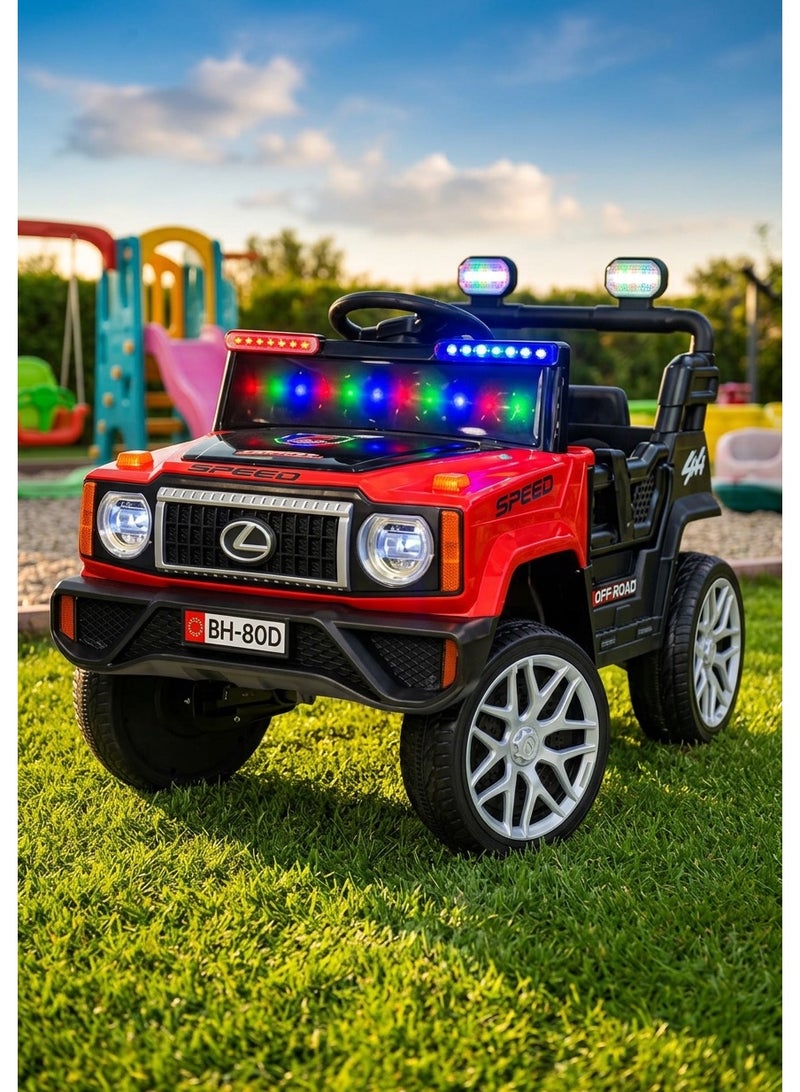 سيارة جيب لكزس كهربائية بطارية 12 فولت 4000mAh للأطفال بمقعدين عجلات مطاطية إضاءة LED ونظام صوتي متطور - Image 1