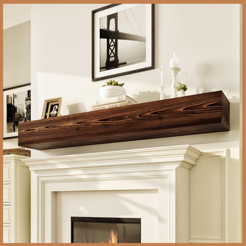 Avana Rustic Fireplace Mantle Shelf 60 Inches for Home DecorWall Decor  Handcrafted Wood Shelf for Wall  Decorative Fireplace Mantel Shelf  Farmhouse Mantle Decor 60 X 8 X 5  Rustic Brown