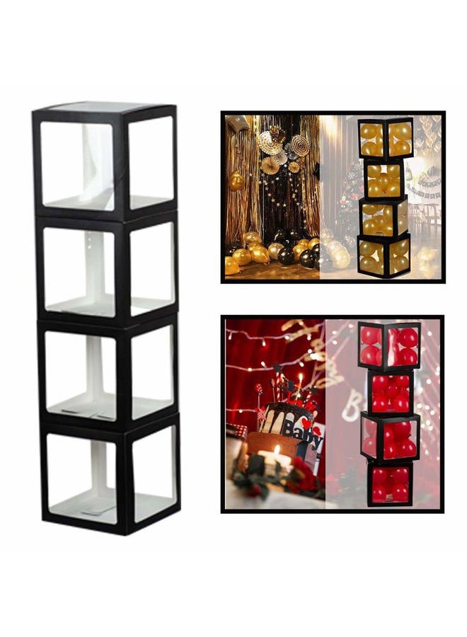 Aimto Clear Balloon Boxes for Party Decorations - Black - 4pcs - Image 1