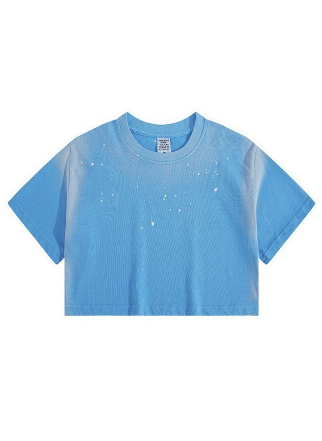Mei Stylish - Women's Short Sleeve Crew Neck Loose Fit Crop T-shirt - Image 1