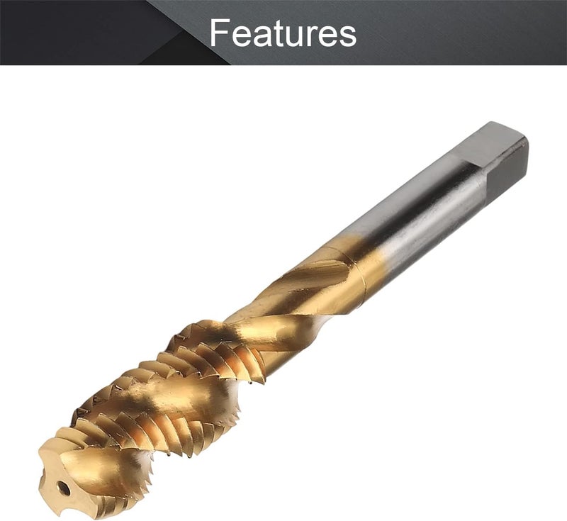 اتول مارت Utoolmart برغي مترابطة مترية حلزونية للآلة M12 خيط H2 طلاء تيتانيوم كوبالت M35 HSS لون ذهبي 1 قطعة - Image 3