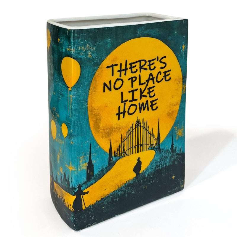 LIFFY Book Vase for Flowers, Ceramic Flower Vase Bookshelf Decor, Unique Book Shape Decration Vase Bookend Gift for Book Lovers(Teal Blue, Wizard of Oz) - Image 1