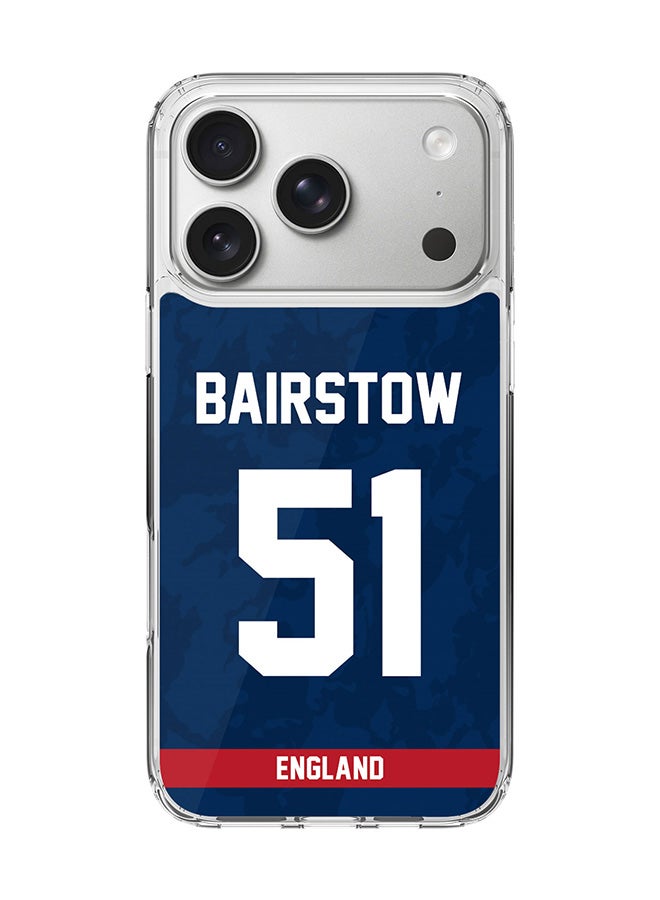 Stylizedd Classic Clear MagSafe Case for iPhone 17 Pro , Hybrid Soft Case Flexible Edges Anti Drop TPU PC Gel Thin Transparent Cover [ Designed for iPhone 17 Pro ] - Team England Jonny Bairstow, Jersey No 51