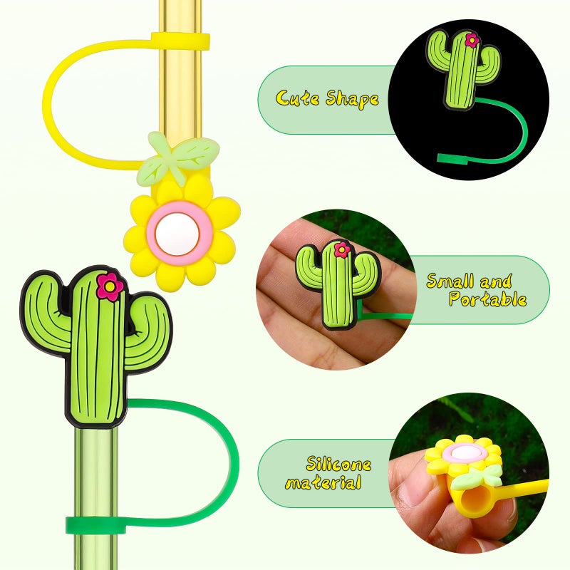 ELIUNG Flowers Straw Tips Cover For Stanl-Ey Cup Reusable Straw Toppers For Tumblers Dust-Proof Straw Plugs For Stanl-Ey Tumblers Portable Straw Caps For Reusable Straws Decoration - Image 3