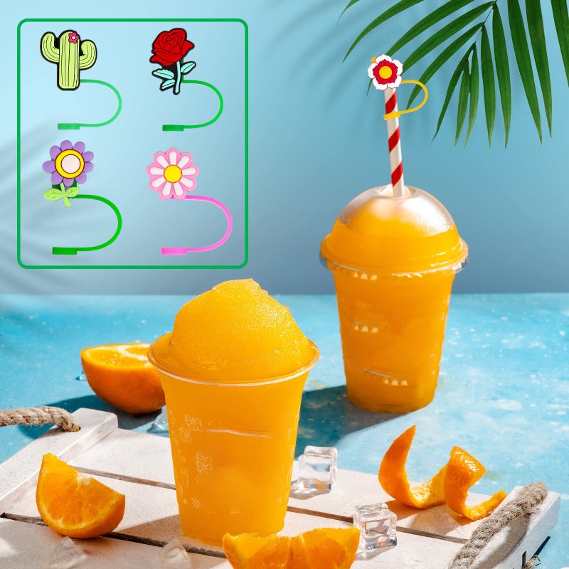 ELIUNG Flowers Straw Tips Cover For Stanl-Ey Cup Reusable Straw Toppers For Tumblers Dust-Proof Straw Plugs For Stanl-Ey Tumblers Portable Straw Caps For Reusable Straws Decoration - Image 4