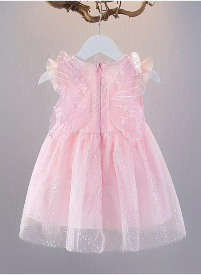 YUNIQEE Pink Fit & Flare Crew Neck Embellished Dress