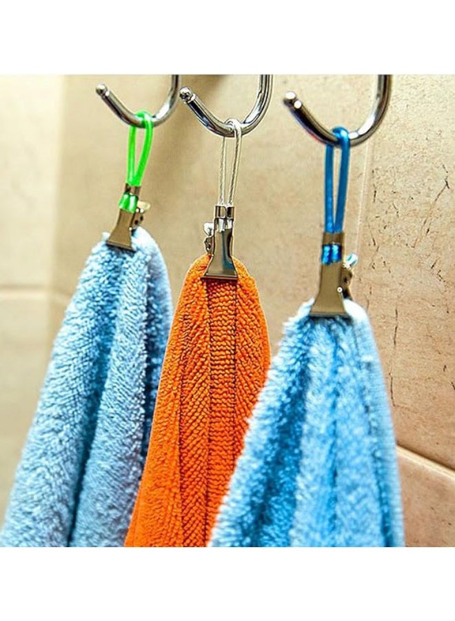 15PCS Tea Towel Clips, Metal Storage Clip with Hanging Ring, Multi-Color Kitchen & Bathroom Hangers for Home - Image 3