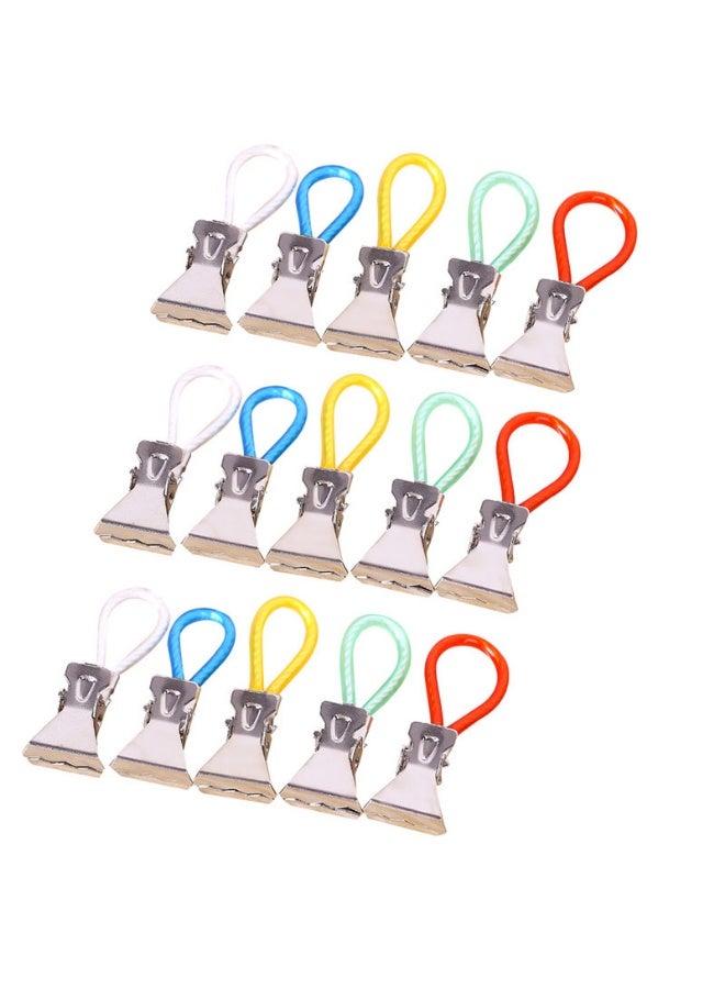 15PCS Tea Towel Clips, Metal Storage Clip with Hanging Ring, Multi-Color Kitchen & Bathroom Hangers for Home - Image 1