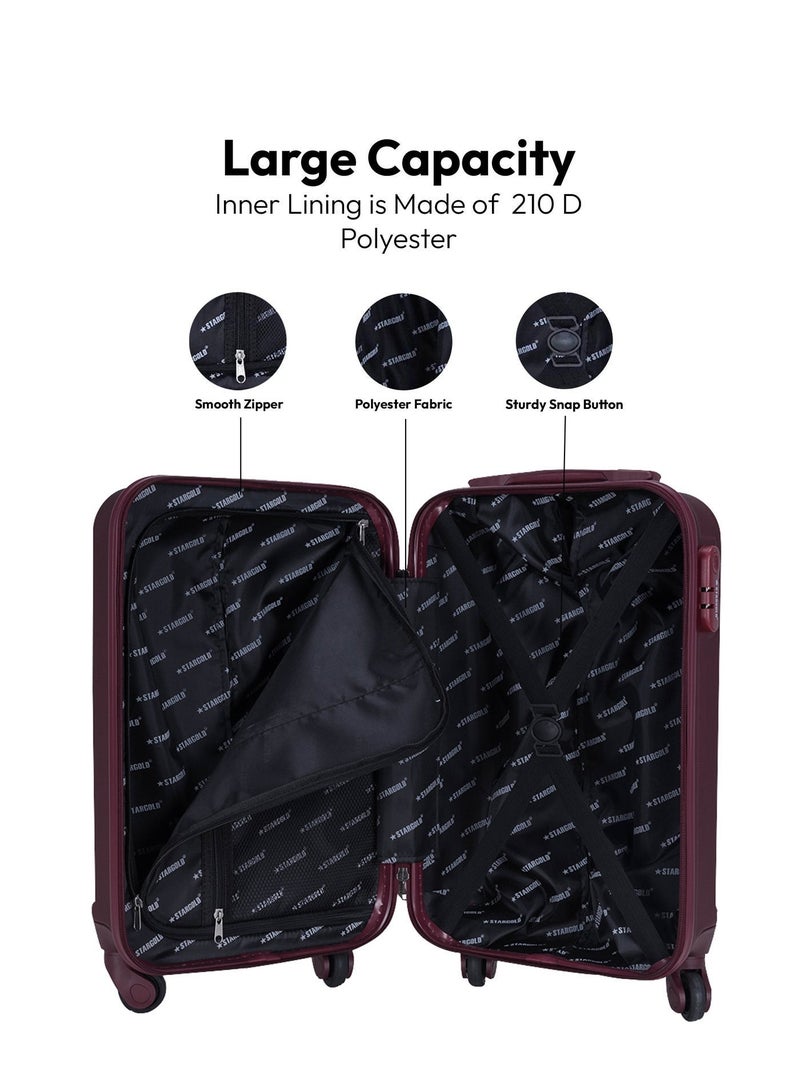 Stargold Single Hardside Spinner 4 Wheels Trolley Luggage With Number Lock Burgundy - Image 5
