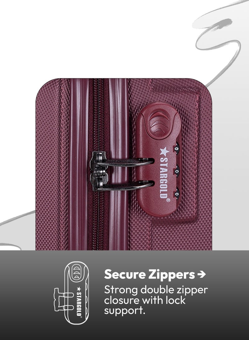 Stargold Single Hardside Spinner 4 Wheels Trolley Luggage With Number Lock Burgundy - Image 3