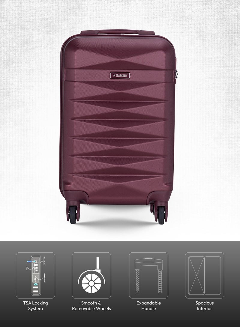 Stargold Single Hardside Spinner 4 Wheels Trolley Luggage With Number Lock Burgundy - Image 2