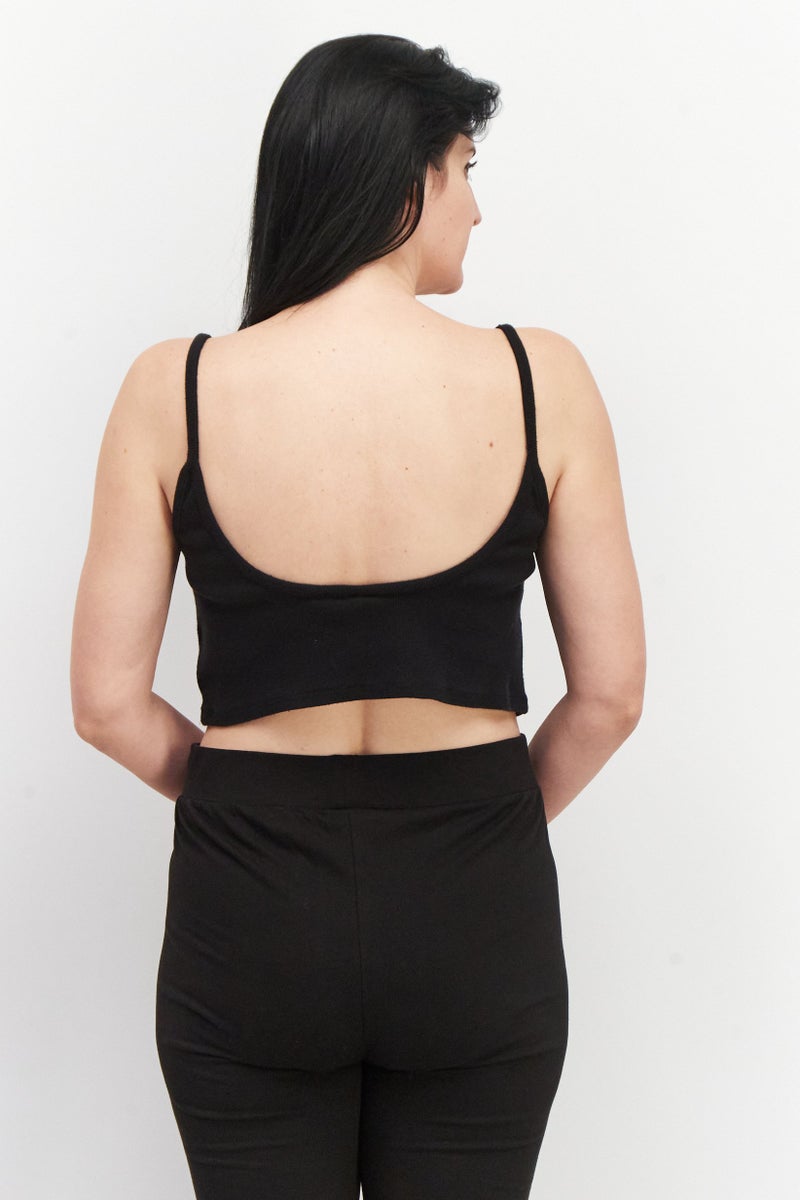 QUIKSILVER Women Scoop Neck Sleeveless Graphic Print Crop Top, Black - Image 2