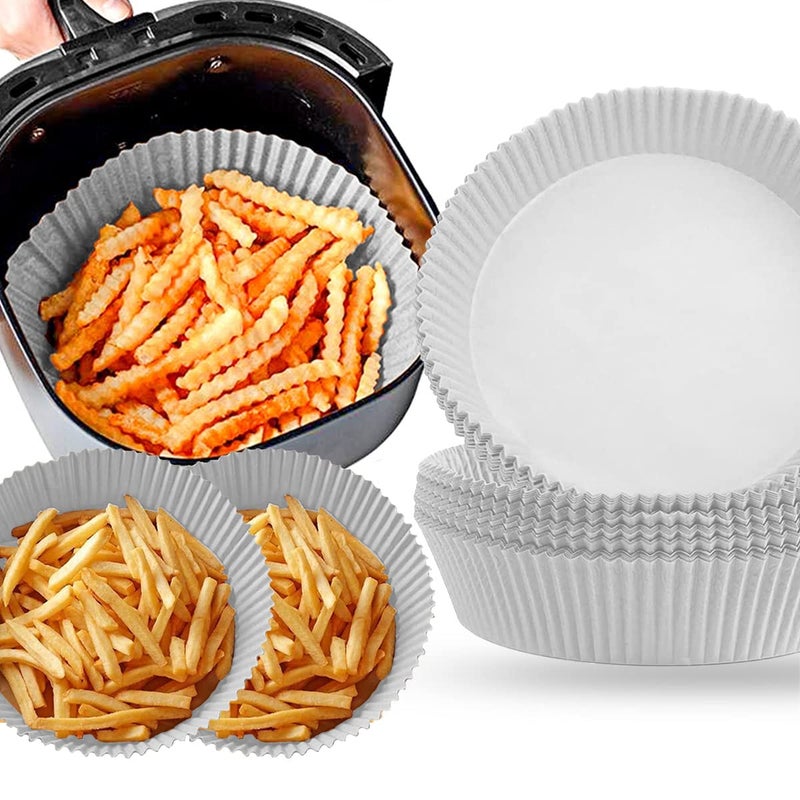 hanso Air Fryer Disposable Paper Liners, 100 Pcs Air Fryer Liners, Non-Stick Air Fryer Liners, Water-proof, Oil-Proof Parchment Paper for Cooking, Baking, Roasting, Microwave, 20x16x4.5cm (White) - Image 1