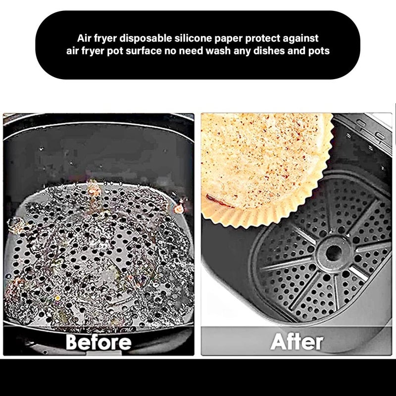 hanso Air Fryer Disposable Paper Liners, 100 Pcs Air Fryer Liners, Non-Stick Air Fryer Liners, Water-proof, Oil-Proof Parchment Paper for Cooking, Baking, Roasting, Microwave, 20x16x4.5cm (White) - Image 4