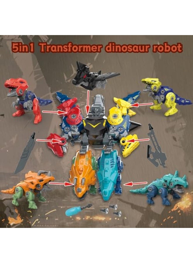يونيكبيبي ألعاب ديناصور DIY، 5 في 1 ديناصور تعليمي قابل للتفكيك والتحويل، ألعاب بناء الديناصورات، ألعاب تطوير مبكر للأطفال - Image 1