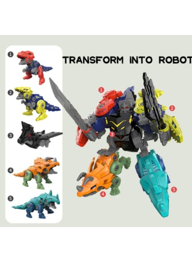 يونيكبيبي ألعاب ديناصور DIY، 5 في 1 ديناصور تعليمي قابل للتفكيك والتحويل، ألعاب بناء الديناصورات، ألعاب تطوير مبكر للأطفال - Image 2