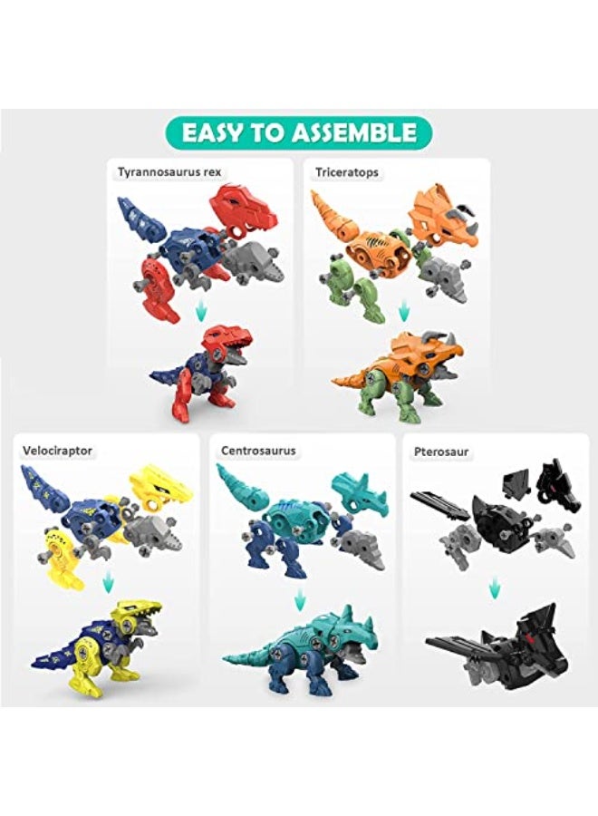 يونيكبيبي ألعاب ديناصور DIY، 5 في 1 ديناصور تعليمي قابل للتفكيك والتحويل، ألعاب بناء الديناصورات، ألعاب تطوير مبكر للأطفال - Image 4