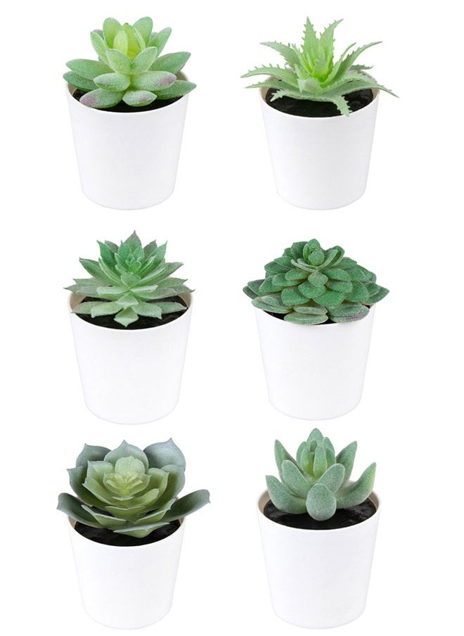 وهاواي 6pcs Mini Fake Succulent Plants Artificial Plastic Succulents Potted Small Green Succulent Decor for Home Office Desk Window Sill Bathroom Bedroom Outdoor  - Image 1