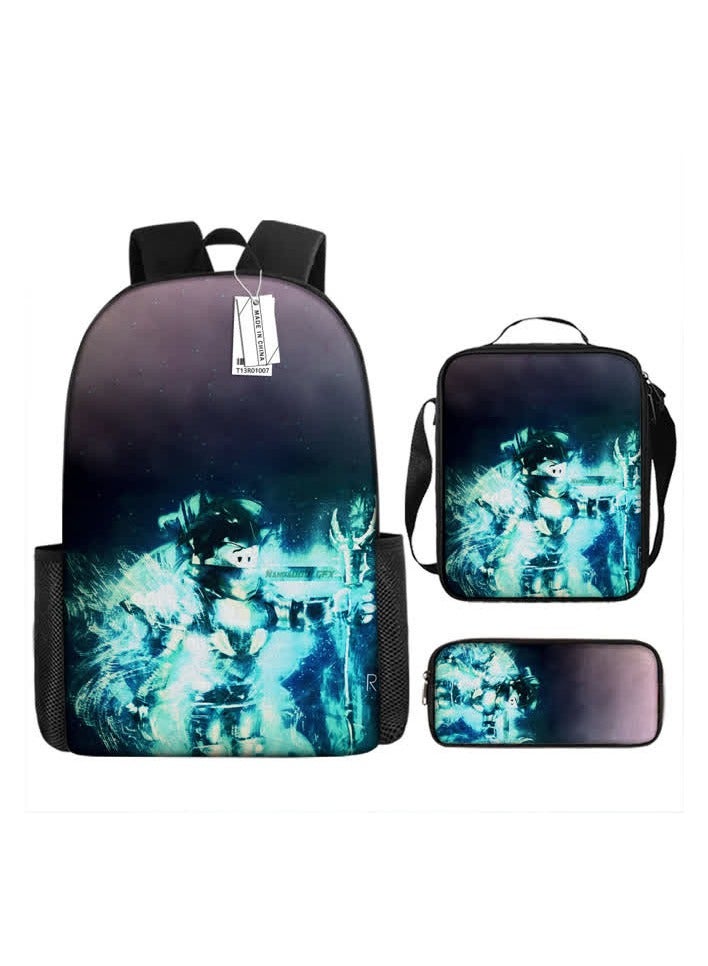 general New Roblox virtual world backpack student schoolbag printed backpack shoulder bag pen bag three-piece set,38-Three-piece set (backpack + satchel + pencil bag) - Image 1