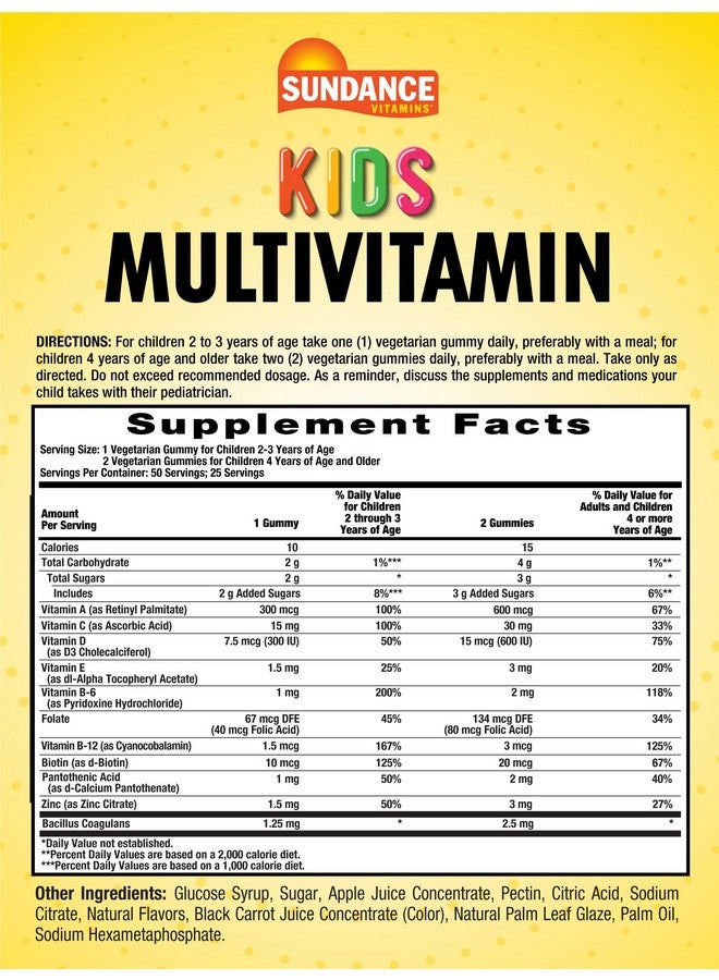 Sundance Kid's Multivitamin Gummies | 50 Count | Mixed Berry Flavor | Vegetarian, Non-GMO, and Gluten Free Supplement - Image 2