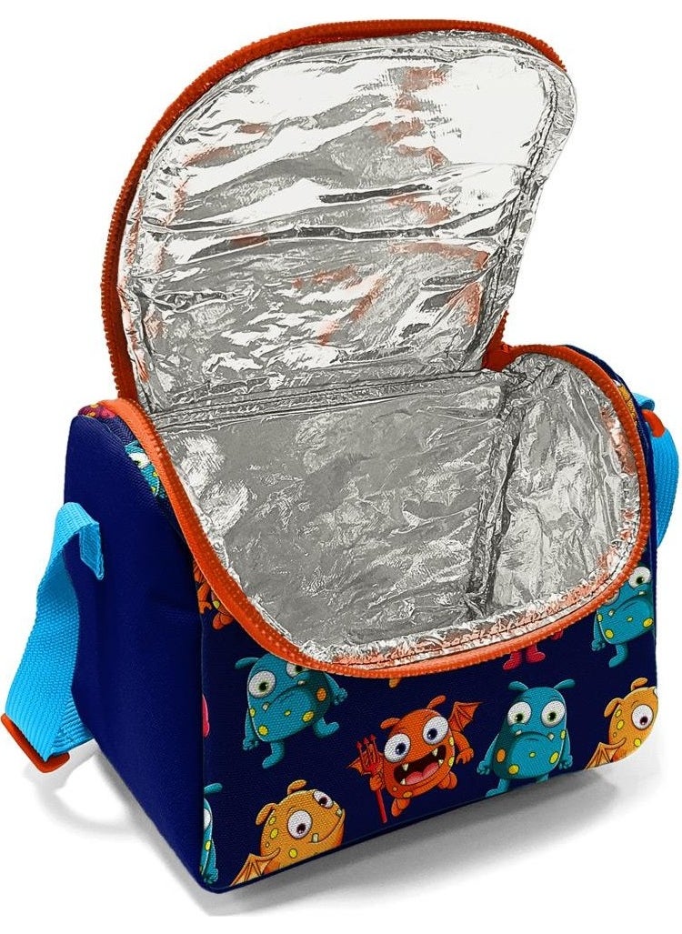 CORAL HIGH Kids Navy Blue Monster Patterned Thermo Lunchbox 11822  - Image 3