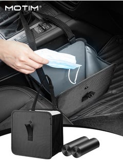 Motim Foldable Car Trash Can with 2 Roll Trash Bags, Hanging Waterproof Car Trash Bag Car Waste Basket, Collapsible Car Garbage Bin, Oxford Car Travel Storage Box Bag  - Image 1