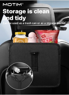 Motim Foldable Car Trash Can with 2 Roll Trash Bags, Hanging Waterproof Car Trash Bag Car Waste Basket, Collapsible Car Garbage Bin, Oxford Car Travel Storage Box Bag  - Image 5