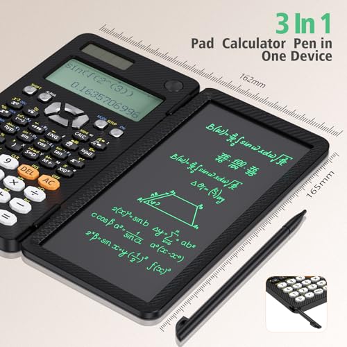 NEWYES Rechargeable Scientific Calculators 991ES MAX, 417 Functions, Writing Pad, Foldable Hard Case, 4-Line Written Display Advanced Calculators for Students School Engineering, Dual Power, Black - Image 3