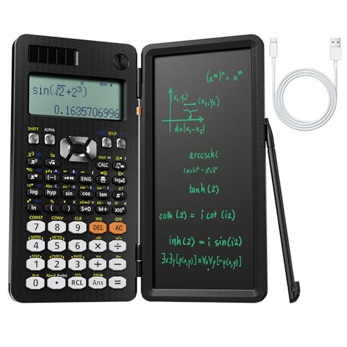 NEWYES Rechargeable Scientific Calculators 991ES MAX, 417 Functions, Writing Pad, Foldable Hard Case, 4-Line Written Display Advanced Calculators for Students School Engineering, Dual Power, Black - Image 1