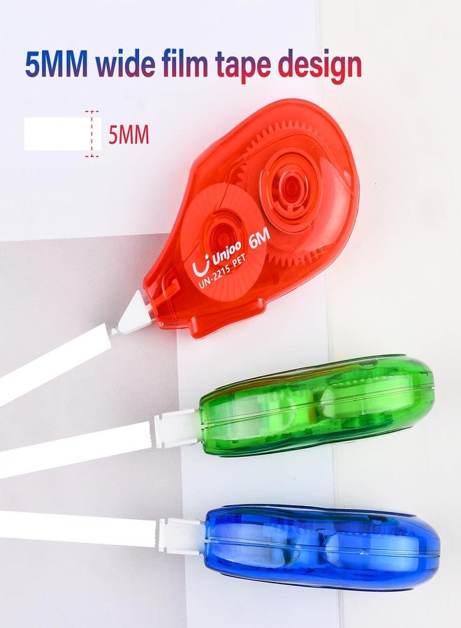 Unjoo Whiteout Correction Tape, Easy To Use Applicator for Instant Corrections Correct Wrong Writing At Any Time, For school, Office (6M/256" x 0.2",3 colors, 12pack) - Image 3