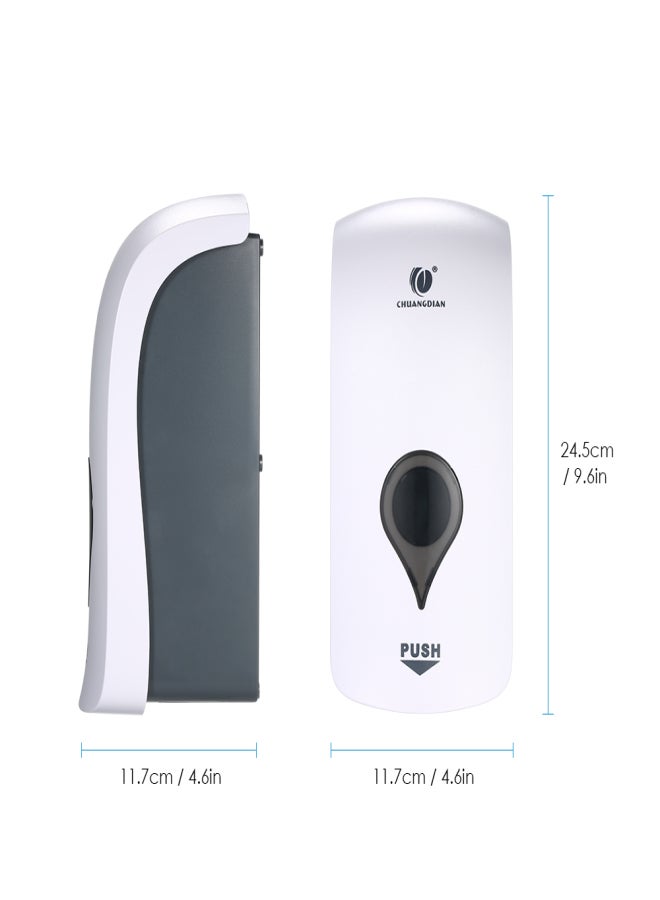 CHUANGDIAN 1000ml No Drilling Wall Mounted Soap Dispenser Shower Gel Liquid Shampoo Dispenser Holder for Business Public Places--White - Image 3