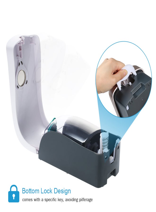 CHUANGDIAN 1000ml No Drilling Wall Mounted Soap Dispenser Shower Gel Liquid Shampoo Dispenser Holder for Business Public Places--White - Image 2