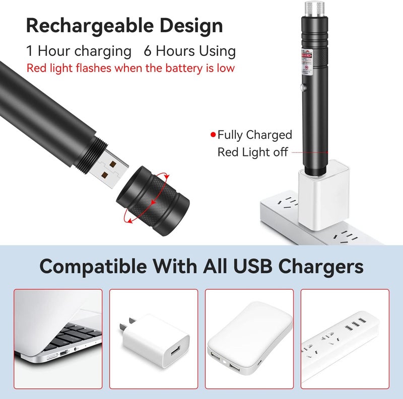 MIPREZT [Professional] Rechargeable Red Line Flashlight Long Distance Range for TV/LED/LCD Screens Tactical Flashlights Presentation Office/Outdoors/Astronomic/Construction [001] - Image 3