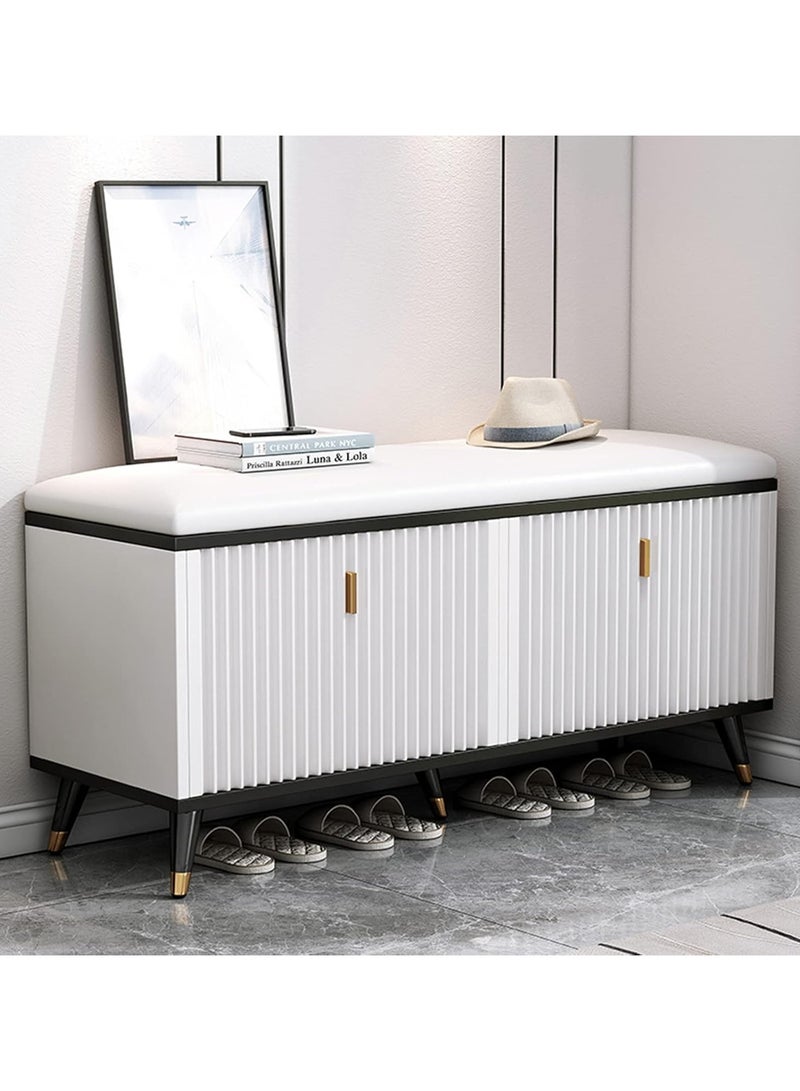 DubaiGallery Shoe Storage Bench with Seat - Luxurious Ottoman Bench for High Heels, Entryways, Hallways - Modern Slim Shoe Cabinet with Doors  - Image 2
