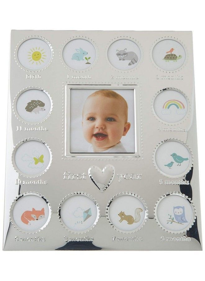 C.R. Gibson Carter Baby First Year Animal Theme Silver Metal Month By Month Picture Frame 9.75" L X 11.75" H  - Image 3