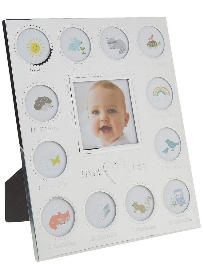C.R. Gibson Carter Baby First Year Animal Theme Silver Metal Month By Month Picture Frame 9.75" L X 11.75" H  - Image 2