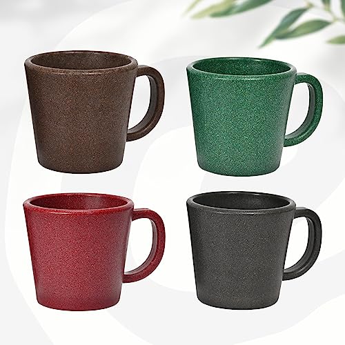 Eha Earth-Friendly Majestic Coffee Mug Set of 4 |375 ml|Made with Rice Husk & Bamboo Fibers|Microwave Safe|Hot & Cold Coffee Cup, Milk & Tea Cup |Matte Finish Mugs for Coffee |Multi-Dark - Image 1