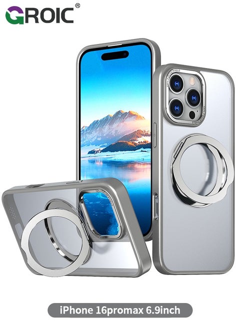 Designed for iPhone 16 Pro Max 6.9 Inches Case with Magnetic Invisible Stand, Shockproof Slim Translucent Matte Case, Drop Protection Slim Phone Case for iPhone 16 Pro Max Compatible with MagSafe