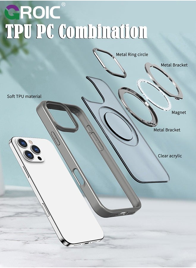 Designed for iPhone 16 Pro Max 6.9 Inches Case with Magnetic Invisible Stand, Shockproof Slim Translucent Matte Case, Drop Protection Slim Phone Case for iPhone 16 Pro Max Compatible with MagSafe