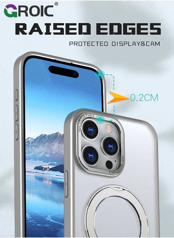 Designed for iPhone 16 Pro Max 6.9 Inches Case with Magnetic Invisible Stand, Shockproof Slim Translucent Matte Case, Drop Protection Slim Phone Case for iPhone 16 Pro Max Compatible with MagSafe