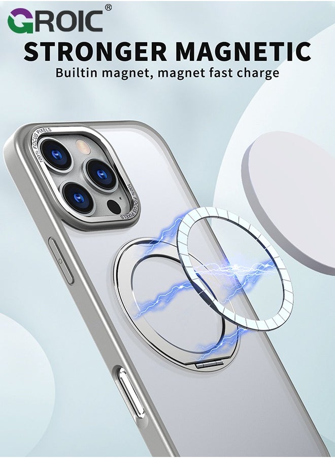 Designed for iPhone 16 Pro Max 6.9 Inches Case with Magnetic Invisible Stand, Shockproof Slim Translucent Matte Case, Drop Protection Slim Phone Case for iPhone 16 Pro Max Compatible with MagSafe