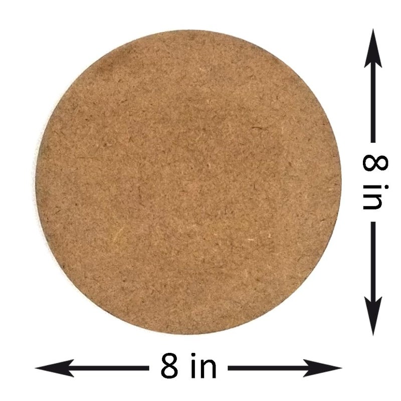 COG 8IN MDF Round Cutout for Art and Craft Round Shape Plain Wood Cutout for Painting ResinArts Work DecorationDecoupage Mandala Art Pyrography Size 8in Thickness3 mm Set of 5  - Image 2