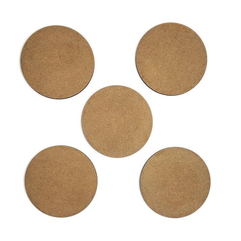 COG 8IN MDF Round Cutout for Art and Craft Round Shape Plain Wood Cutout for Painting ResinArts Work DecorationDecoupage Mandala Art Pyrography Size 8in Thickness3 mm Set of 5  - Image 1