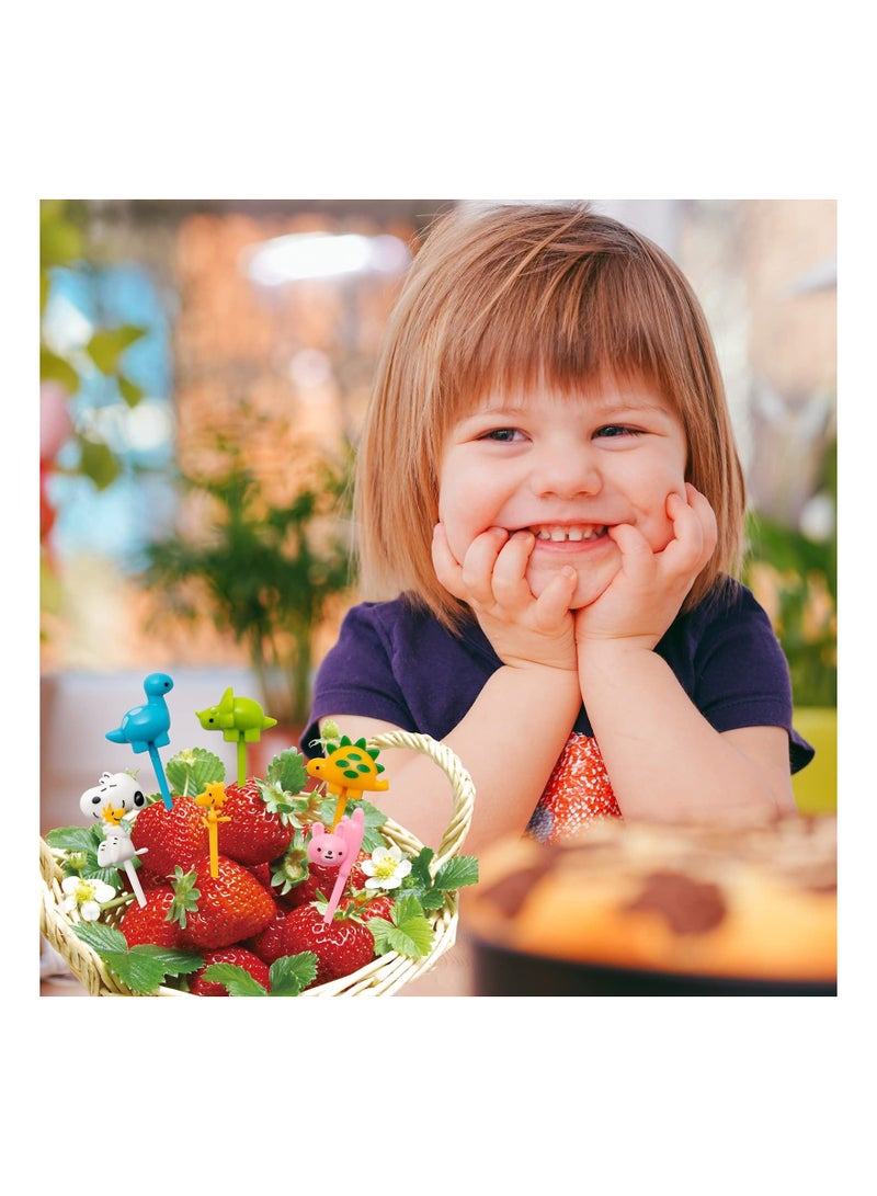 SYOSI شوكة طعام الفاكهة للأطفال، حيوانات لطيفة، صندوق بينتو ديكور فوركس كيك، شوك صغيرة، شوك الحلوى، مسواك كرتونية صغيرة لإمدادات حفلات الكيك والحلوى والمعجنات - Image 3