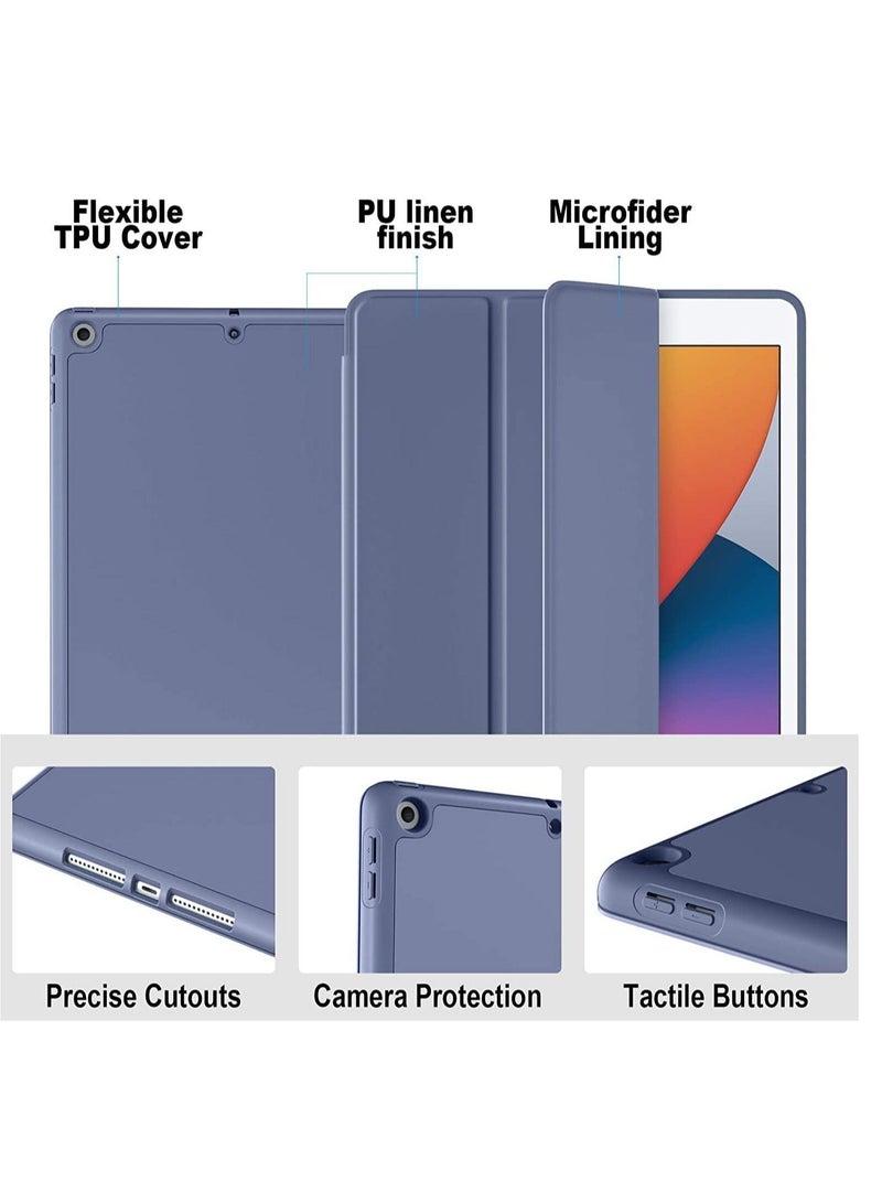 Raxoom iPad 9th/8th/7th Generation case (2021/2020/2019) iPad 10.2-Inch Case with Pencil Holder [Sleep/Wake] Slim Soft TPU Back Smart Magnetic Stand Protective Cover Cases (Blue Gray) - Image 3