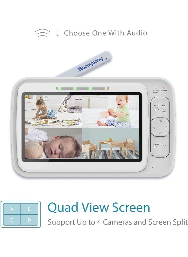 Moonybaby EMF Reduction Long Range Baby Monitor with A.N.R. (Auto Noise Reduce), 720P HD Resolution 5" Display, Pan and Tilt Zoom Camera, Model: QuadView50 - pzsku/Z10A209E47AD8737887BAZ/45/_/1738047969/2448c0f9-7fbb-4d9a-bde5-cf6da6bd0d49