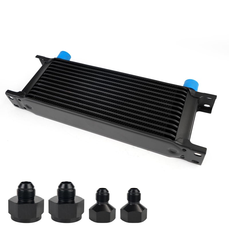 HTRACING 13 Row AN10 10AN Transmission Oil Cooler Kit Stacked Plate With 6AN 8AN Adapter Universal Engine Transmission British Radiator Oil Cooler Condenser Aluminium Alloy Black