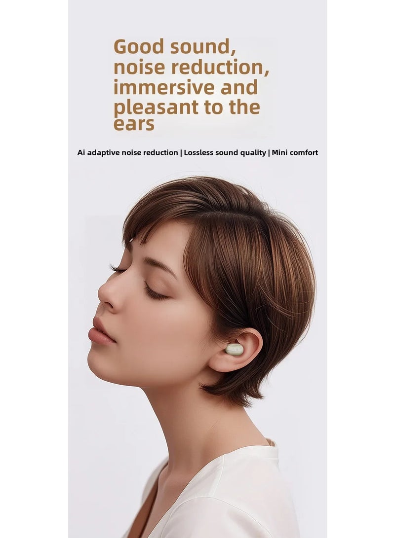 Fashionable Non-In-Ear Long-Lasting Bluetooth Headset Sports Noise Reduction Exquisite Wireless Ear-Hook Headset Apricot - Image 2